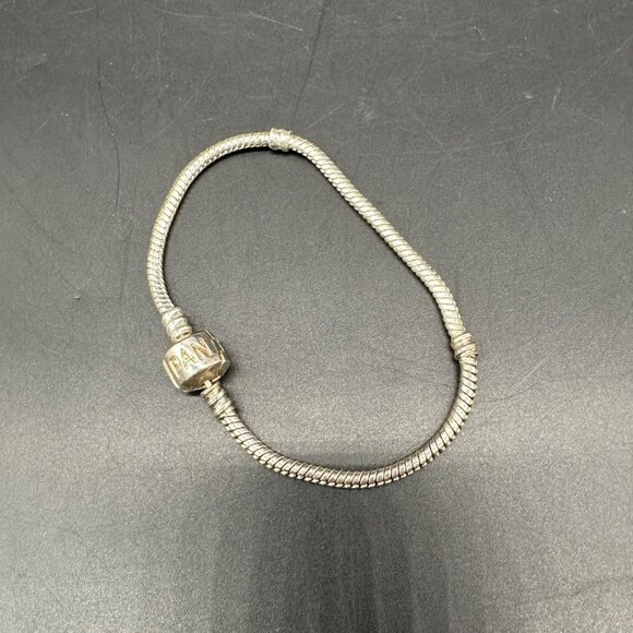 Pandora Snake Chain Bracelet Silver Tone Classic Design For Charms Beads 7 Inch - Picture 1 of 9